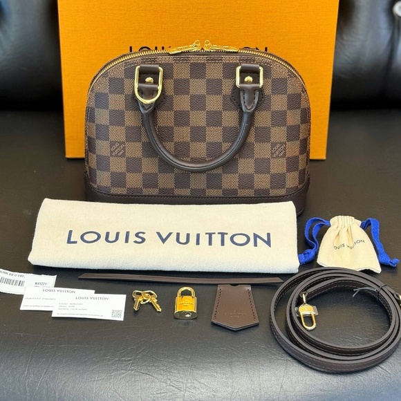 Louis Vuitton N40606 Alma BB Damier Ebene Brown Canvas Small handbag purse full - Picture 1 of 12
